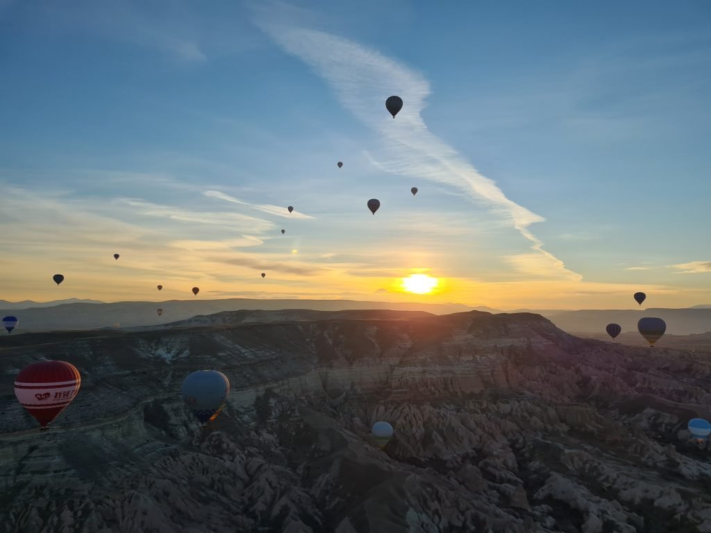 sunrise from hot air balloon